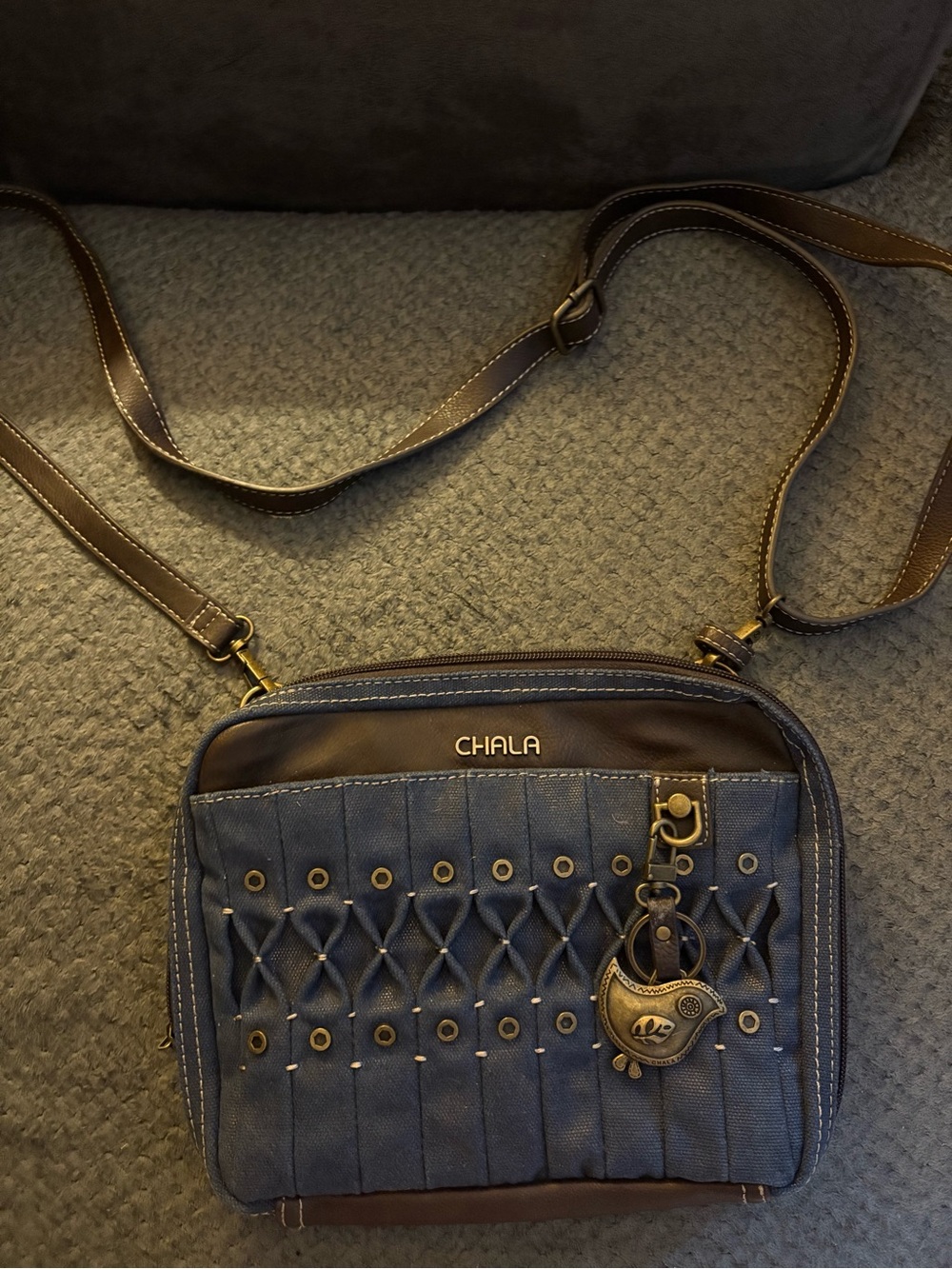 Chala Bag with Bird Charm metallic flare